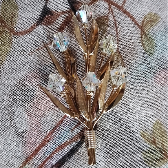 Unverified Juliana Gold Tone Crystal Clear AB Brooch Bicone Beaded Pin Stop EUC - Picture 6 of 11